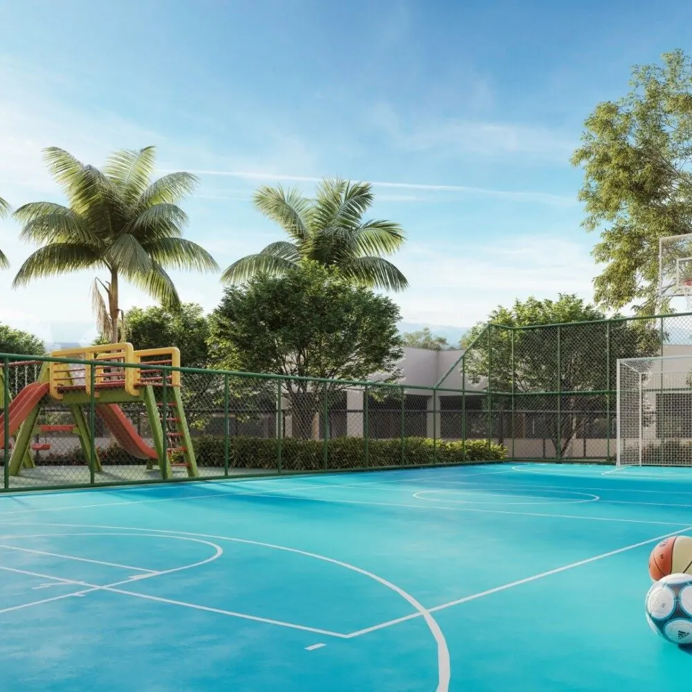 Quadra recreativa com playground
